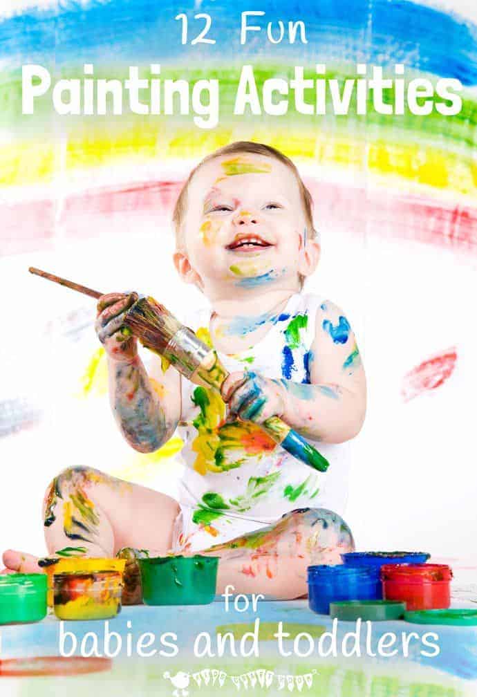 It's never too early to start introducing creative activities to children! Here are 12 FUN PROCESS ART PAINTING ACTIVITIES FOR BABIES AND TODDLERS. Some are super messy fun, stimulating all of the senses and some are mess free for times when you need it clean and easy! Each will allow your baby or toddler to explore, experiment and create in their own unique way.