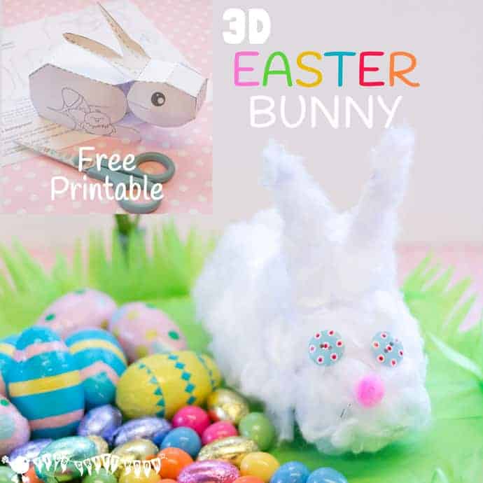 Kids will love this free 3D Easter Bunny printable. Simply print, cut out, stick and decorate to make an Easter Bunny craft you can actually play with.