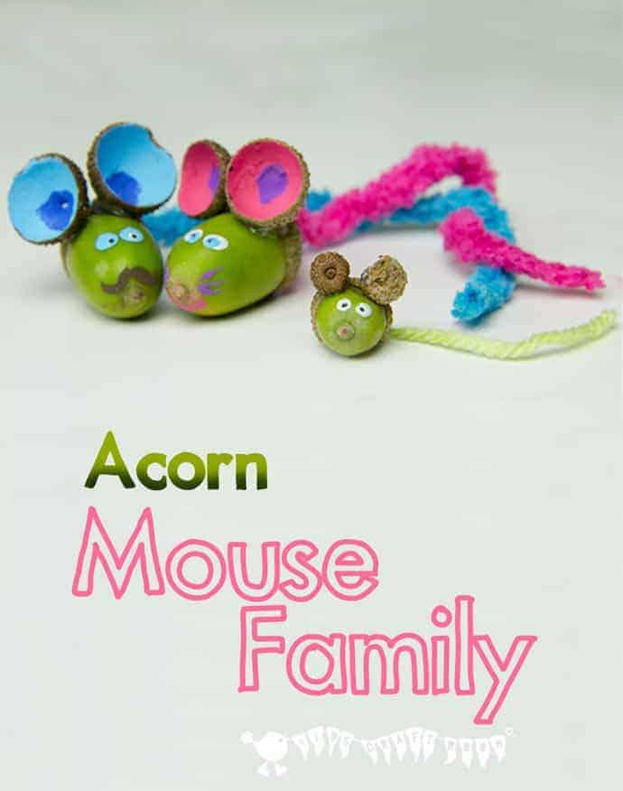 We love these adorable ACORN MICE! Get the kiddies out collecting for this acorn craft project today! Autumn crafts for kids are such fun. Squeak!