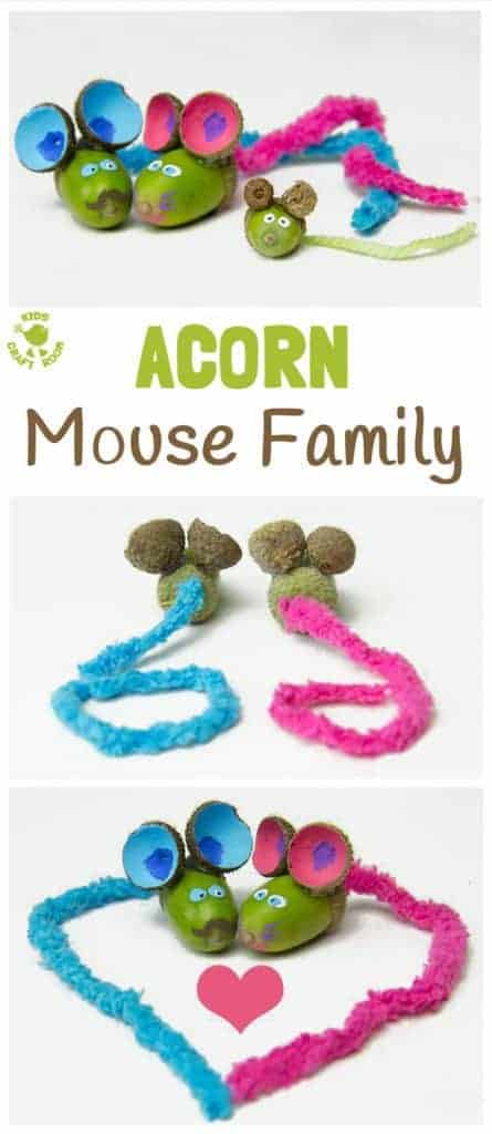 ACORN MOUSE CRAFT -We love these adorable ACORN MICE, such a cute Nature craft for Fall. Autumn crafts and acorn crafts for kids are such fun. Squeak!