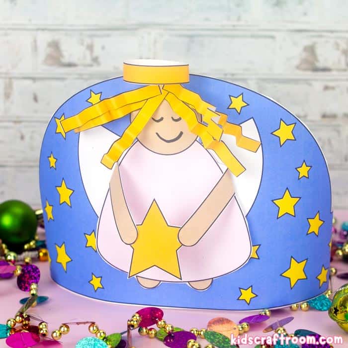 Easy Christmas Angel Hat Craft For Kids (Printable Template)