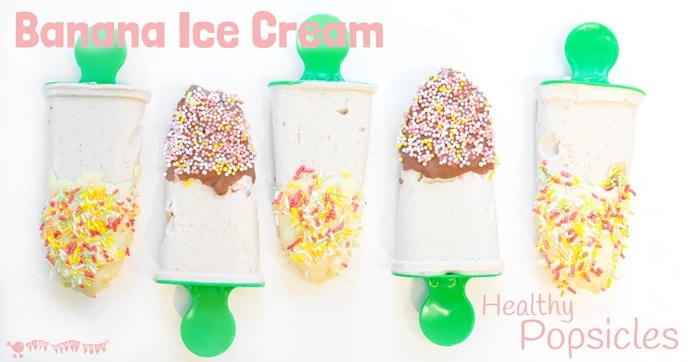 HEALTHY BANANA ICE CREAM POPSICLES - A fun, tasty and healthy recipe that kids will love to make and munch! An easy way to get one of your five a day!