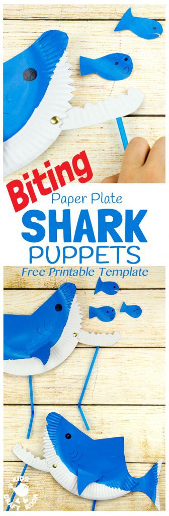 MAKE A FUN PAPER PLATE SHARK PUPPET - CHOMP! This interactive shark craft is easy to make using the free printable template. This paper plate craft will inspire hours of dramatic play and storytelling.