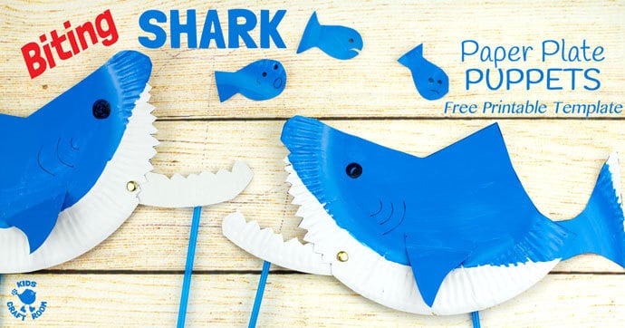 PAPER PLATE SHARK PUPPETS are so fun! CHOMP! This interactive shark craft is easy to make using the free printable template. This paper plate craft will inspire hours of dramatic play and storytelling.