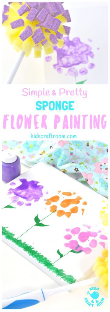 SPONGE FLOWER PAINTING - simple, easy and creates the prettiest flower pictures! This flower art is great for kids of all ages and is a wonderful way to celebrate Spring and Summer. Make wall art, greeting cards or gorgeous Mother's Day gifts, these painted flowers won't fail to delight. #flowers #flowercrafts #flowerart #kidsart #kidspainting #paintingforkids #paintingideas #paintingtechniques #artforkids #kidscrafts #craftsforkids #kidscraftroom #springcrafts #summercrafts