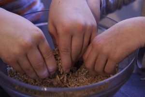 Crumble the shredded wheat into a bowl