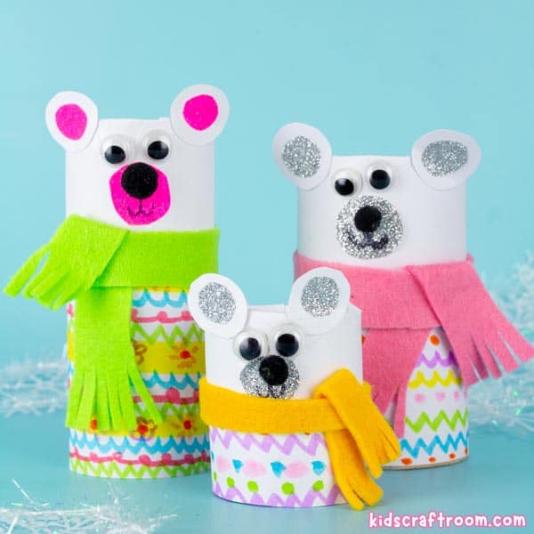 Cute Paper Roll Polar Bear Craft For Kids To Make