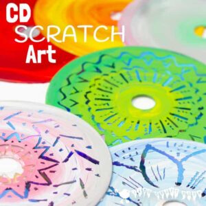 CD SCRATCH ART - Kids can have loads of fun with old CDs making vibrant Colourful CD Scratch Art. It's a fabulous recycled and process art opportunity for kids of all ages.