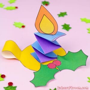 3D Paper Candle Craft For Kids - Christmas, Hanukkah, Diwali