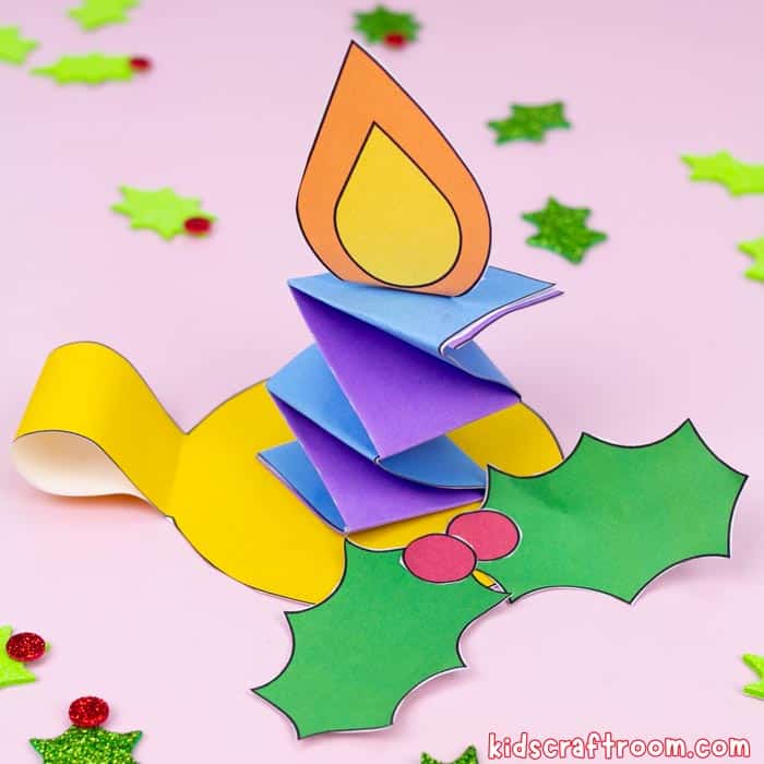 3D Paper Candle Craft For Kids - Christmas, Hanukkah, Diwali