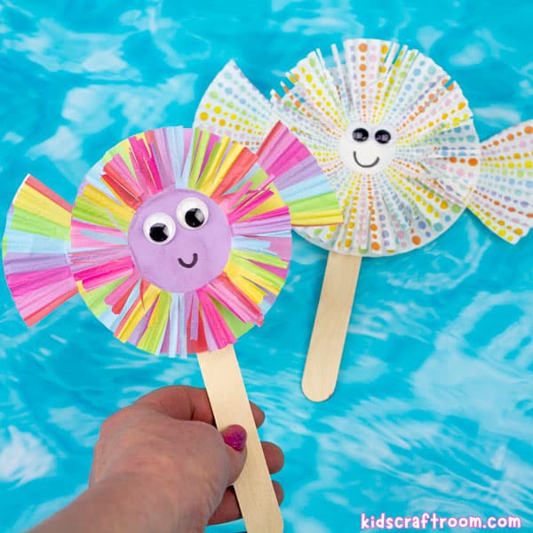 Cute Cupcake Liner Puffer Fish Craft For Kids