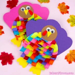 Colourful Curled Paper Turkey Craft For Kids