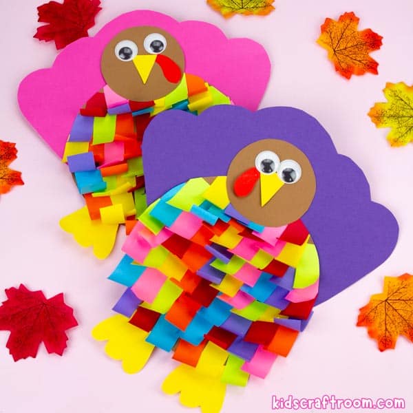 Colourful Curled Paper Turkey Craft For Kids