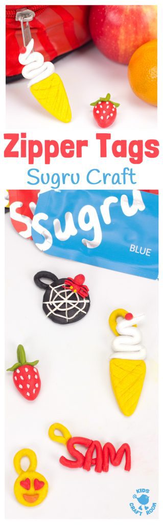 DIY ZIPPER TAG CRAFT - Make cool Zipper Tags for lunch boxes, bags and coats with Sugru, the world's first moldable glue that turns to rubber! If your kids like play dough, they'll love Sugru! The only limit to Sugru crafts is your imagination. Fun glue modelling material for kids to create, improve and mend.