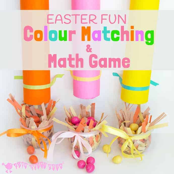 EASTER COLOUR MATCHING AND MATH GAME - kids will love sorting, posting and counting chocolate eggs in this fun, colourful, hands on game.