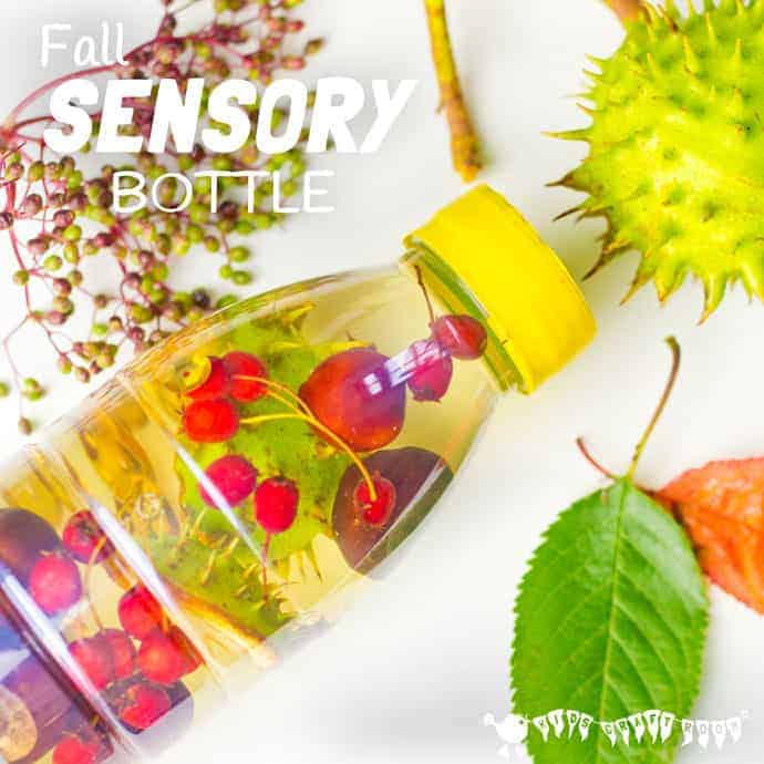 FALL SENSORY BOTTLES - It's easy to let babies and toddlers explore the colours, sounds, shapes and patterns of Fall/Autumn safely with attractive homemade sensory bottles.