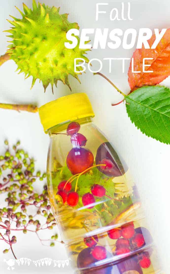 FALL SENSORY BOTTLES - Let babies and toddlers explore the colours, sounds, shapes and patterns of Fall/Autumn safely with attractive homemade autumn sensory bottles. Seasonal sensory play for little hands.