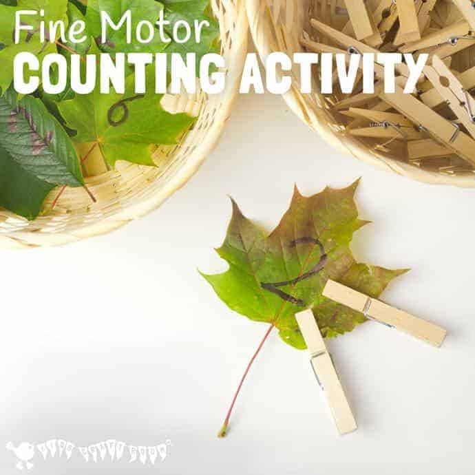 FINE MOTOR COUNTING ACTIVITY - This wonderful seasonal counting activity uses leaves to develop early math one to one correspondence, number recognition and develop fine motor skills too.