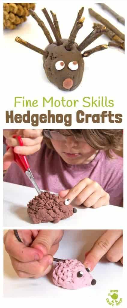 HEDGEHOG CRAFTS TO BUILD FINE MOOR SKILLS - fun 3D Autumn / Fall crafts for kids that develop fine motor skills and encourage a love of Nature.