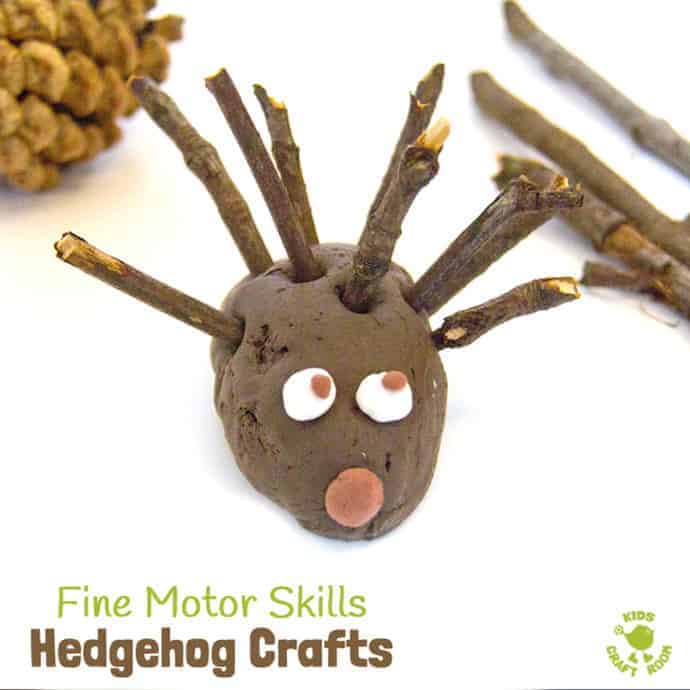 HEDGEHOG CRAFTS TO BUILD FINE MOOR SKILLS - fun 3D Autumn / Fall crafts for kids that develop fine motor skills and encourage a love of Nature.