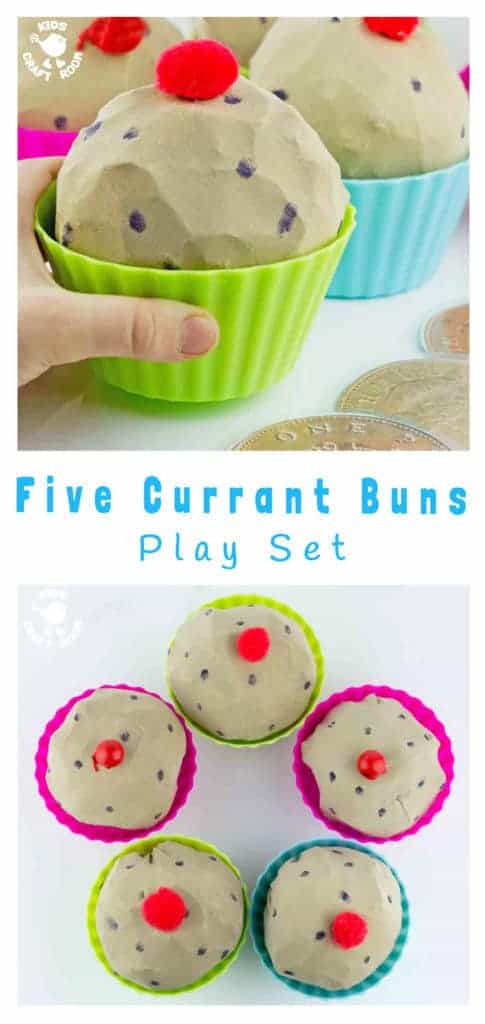 5 CURRANT BUNS SONG RESOURCES - These easy to make fun play buns are great for bringing the nursery rhyme to life, early math skills and imaginative / dramatic play.