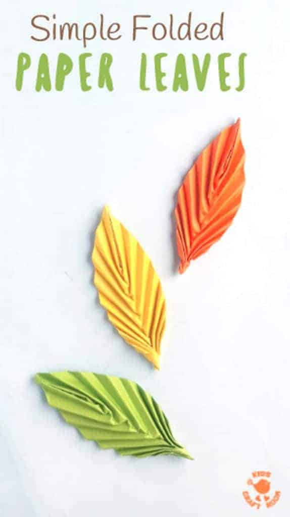Want to know how to make Folded Paper Leaves quickly and easily? These homemade leaves are so simple and so versatile! Perfect for all sorts of art and craft projects and for homemade decor too. #leaves #leaf #paperleaves #origami #origamileaves #papercrafts #Falldecor #Fallcrafts #Autumn #Autumncrafts