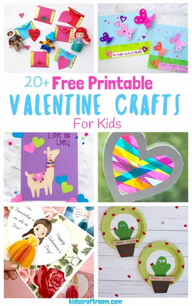 20+ Free Printable Valentine Crafts For Kids. They are all so cute and gorgeous, which will you choose first? So much creative fun for Valentine's Day! #kidscraftroom #Valentine #valentinecrafts #valentinesday #valentinesdayforkids #valentinecards #kidscrafts #printables #printablecrafts #freeprintables