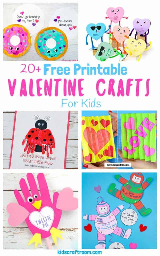 20+ Free Printable Valentine Crafts For Kids. They are all so cute and gorgeous, which will you choose first? So much creative fun for Valentine's Day! #kidscraftroom #Valentine #valentinecrafts #valentinesday #valentinesdayforkids #valentinecards #kidscrafts #printables #printablecrafts #freeprintables
