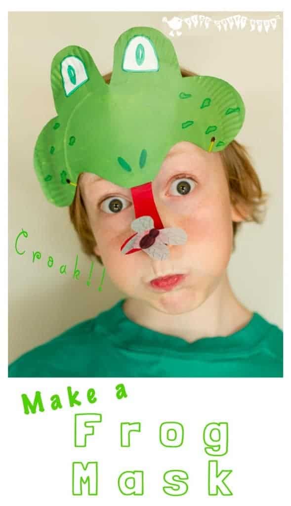 Make a Paper Plate Frog Mask - catching flies with its curly tongue! CROAK!