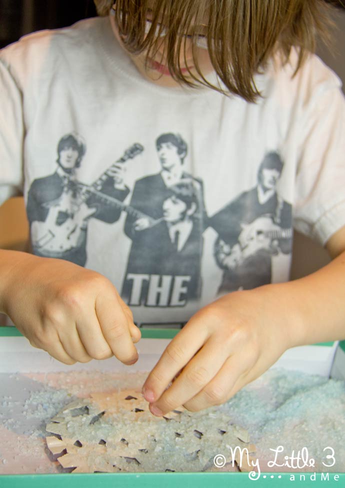 A simple Frosted Snowflake Craft for kids.