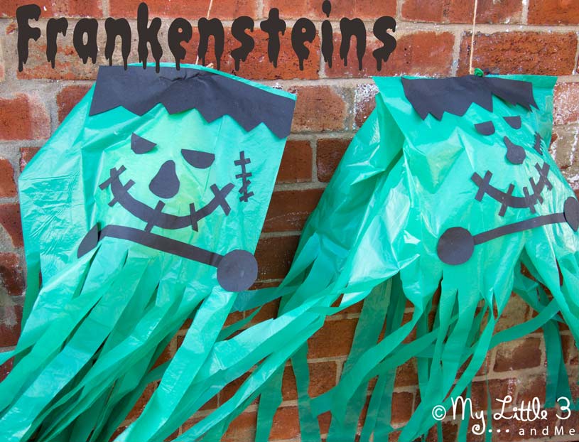 Make GIANT floating Frankenstein's Monsters. Great homemade Halloween decorations that work really well as a party craft activity and party favour too. 