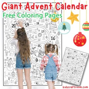 Giant Colouring Advent Calendar For Kids - Free Printable