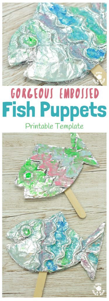 EMBOSSED FOIL FISH PUPPETS - A stunning fish craft with a difference! This embossed foil fish craft appeals to kids of all ages. Enjoy making fish puppets or fish pictures, the results are gorgeous!