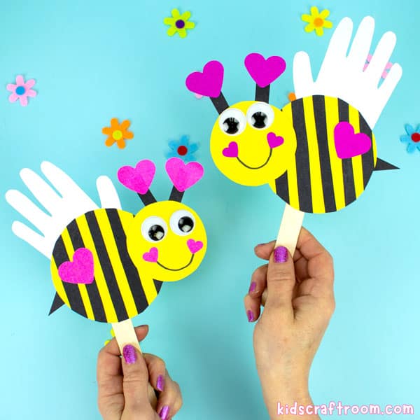 Easy Handprint Bee Valentine Craft For Kids To Make
