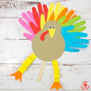 Thanksgiving Handprint Turkey Puppets