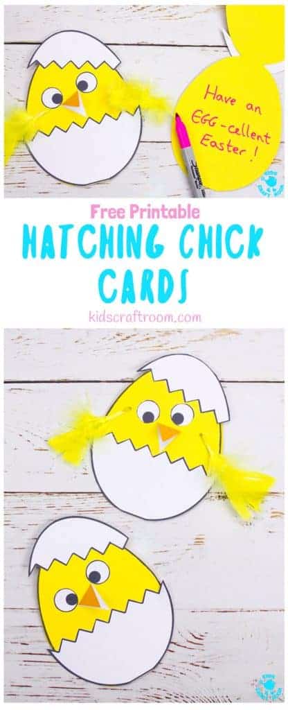 Celebrate Spring with this Hatching Chick Easter Card craft. These baby Easter chicks are adorably cute and easy to make with the free printable pattern. A sweet Easter craft for toddlers and preschoolers. #kidscraftroom #eastercrafts #easterchick #eastercards #printables #springcrafts #kidscrafts #preschoolcrafts
