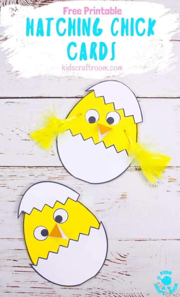 Celebrate Spring with this Hatching Chick Easter Card craft. These baby Easter chicks are adorably cute and easy to make with the free printable pattern. A sweet Easter craft for toddlers and preschoolers. #kidscraftroom #eastercrafts #easterchick #eastercards #printables #springcrafts #kidscrafts #preschoolcrafts