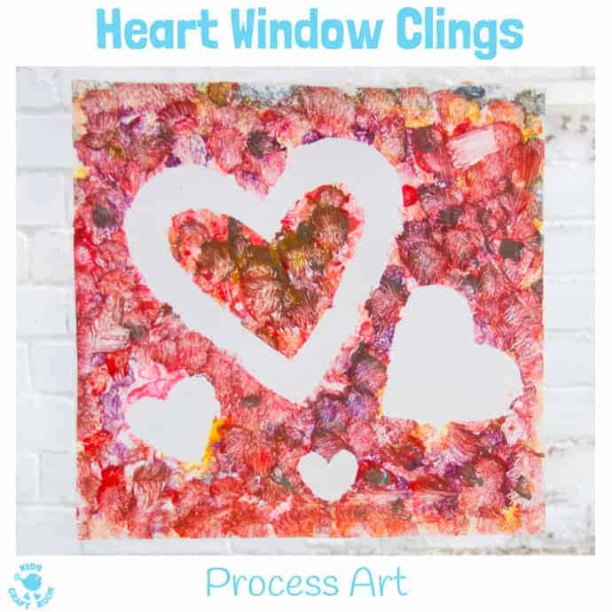 HEART WINDOW CLINGS/SUNCATCHERS - Kids from toddlers to tweens will love this fun process art project. It's a gorgeous Valentine's Day craft and perfect for Mother's Day gifts too.