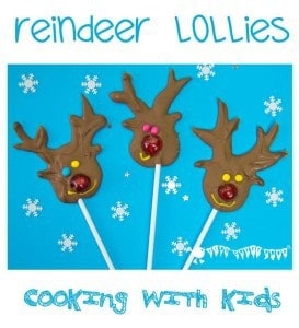 Looking for fun ideas for Christmas cooking with kids? Try our HOMEMADE CHOCOLATE REINDEER LOLLIES - easy, jolly and tasty and they make great little Christmas gifts too! #reindeer #christmas #cookingwithkids #christmasrecipes #reinddercrafts #lollipops #popsicles #chocolate