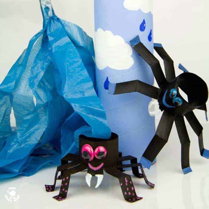 Itsy Bitsy Spider Play Set - easy to make and great for bringing the nursery rhyme to life. A fun spider craft for kids.