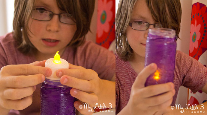 Easy Stained Glass Effect Lanterns, a lovely Autumn/Fall craft for kids and a great way to explore colour mixing. From My Little 3 and Me.