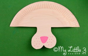 Make a paper plate Easter Bunny Mask with whiskers - great for imaginative play. 