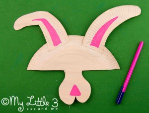 Make a paper plate Easter Bunny Mask with whiskers - great for imaginative play. 
