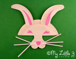 Make a paper plate Easter Bunny Mask with whiskers - great for imaginative play. 