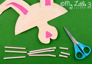 Make a paper plate Easter Bunny Mask with whiskers - great for imaginative play. 