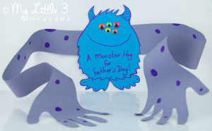 Super cute monster hug Father's Day Card.
