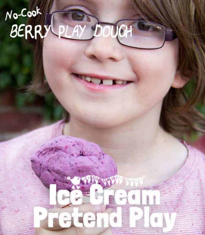 Easy No Cook Berry Play Dough - great for ice cream pretend play.