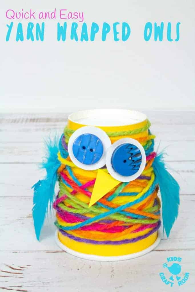 PAPER CUP YARN WRAPPED OWLS - Want an easy preschool owl craft? These Paper Cup Owls are a hoot! Cute, colourful, fun and great for fine motor skills. Owl crafts are such a fun fall craft idea for kids. #owls, #owl #owlcrafts #owlcraft #kidscraft #kidscrafts #fall #fallcrafts #fallcraft #autumn #autumncrafts #autumncraft #papercups #papercupcrafts #yarn #yarnwrapped #yarncrafts #kidscraftroom