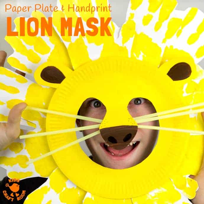 Kids will love adorable Handprint and Paper Plate Lion Masks. These easy animal masks are fun for the dress up box and a great way to inspire dramatic play.