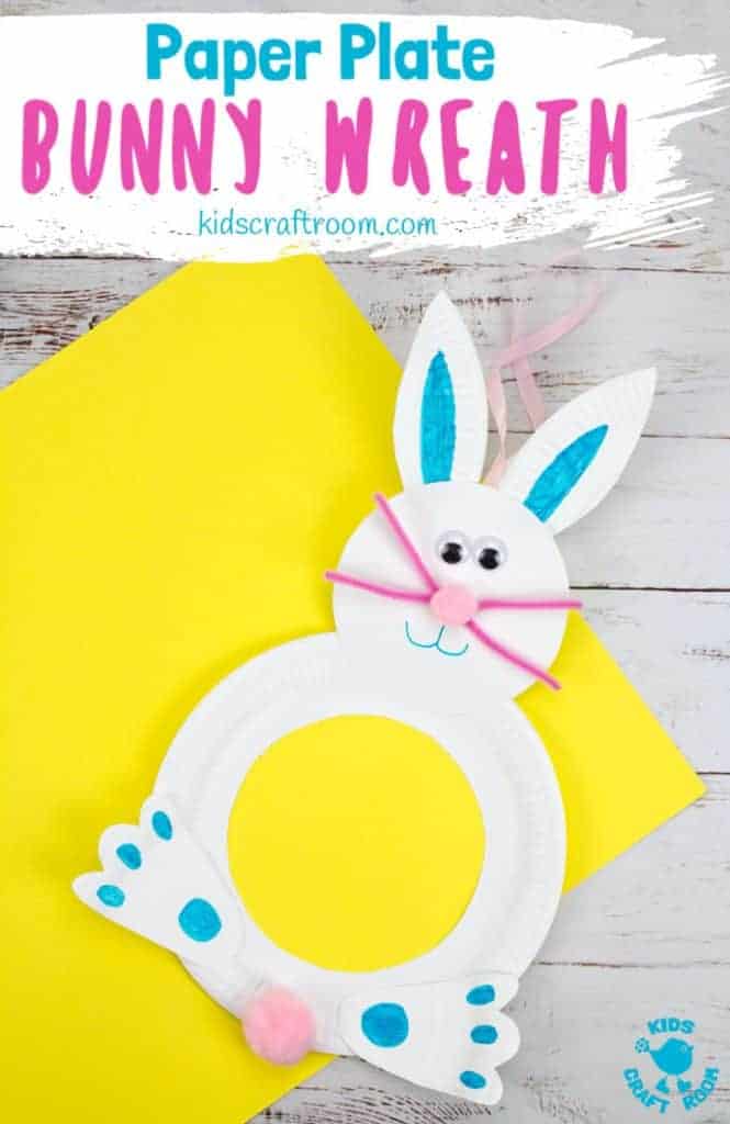 This Paper Plate Easter Bunny Wreath Craft is so cute! Such a fun Easter craft for kids and a lovely Easter Bunny craft to decorate your doors this Spring. What a fun and easy Spring craft for kids. #kidscraftroom #Easter #eastercrafts #kidscrafts #Easterbunny #springcrafts #easterwreaths #paperplatecrafts #eastercraftsforkids